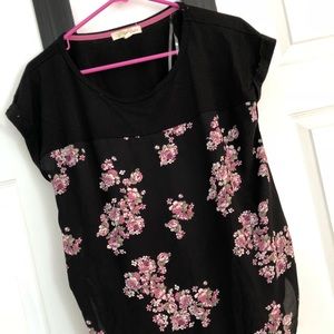 Black and Pink Floral Top